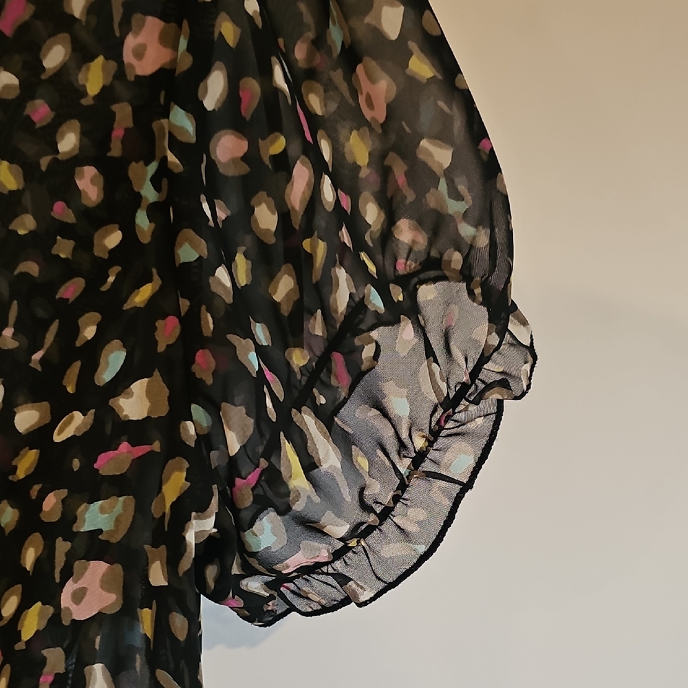 Lily White Blouse with Multicolor Floral Dots